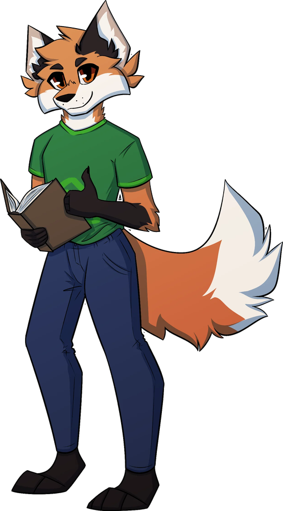 The Bookfox mascot, a fox holding an open book and giving a thumbs up